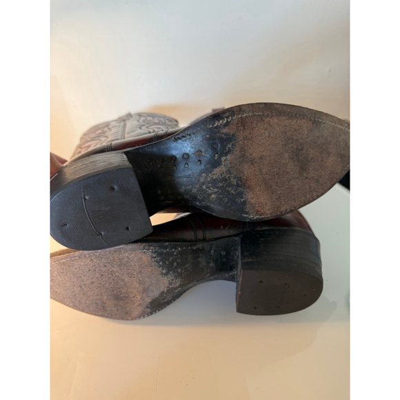 Men's Vintage Burgundy Cowboy Boots (made in Texas), Size 10B - Picture 7 of 7